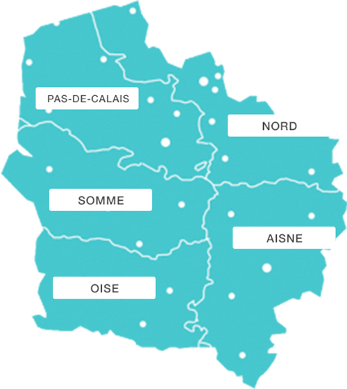 Carte Hauts de France avec départements